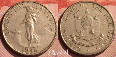 Филиппины 25 сентаво 1958 года, KM# 189, 244n-037