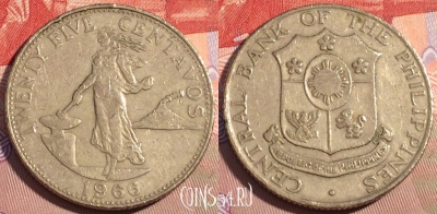 Филиппины 25 сентаво 1966 года, KM# 189, 091c-019