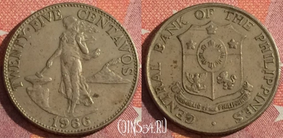 Филиппины 25 сентаво 1966 года, KM# 189, 044h-137