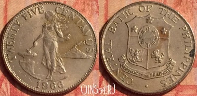 Филиппины 25 сентаво 1966 года, KM# 189, 049n-049