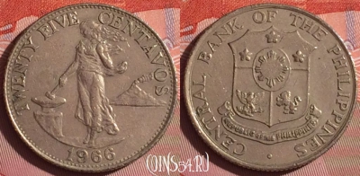 Филиппины 25 сентаво 1966 года, KM# 189, 055i-053