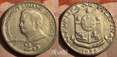 Филиппины 25 сентимо 1972 года, KM# 199, 378s-076