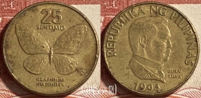Филиппины 25 сентимо 1994 года, KM# 241.2, 492р-090