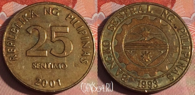 Филиппины 25 сентимо 2001 года, KM# 271, 227a-134