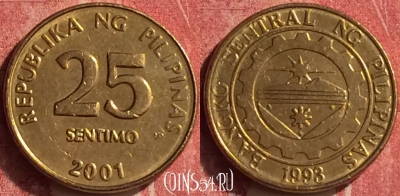 Филиппины 25 сентимо 2001 года, KM# 271, 362n-129