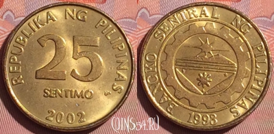 Филиппины 25 сентимо 2002 года, KM# 271, 056i-158