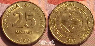Филиппины 25 сентимо 2002 года, KM# 271, 087o-058