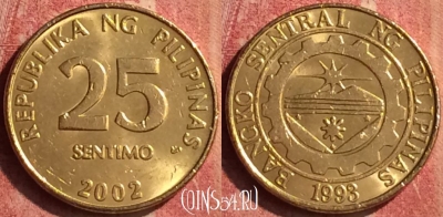 Филиппины 25 сентимо 2002 года, KM# 271, 384n-010