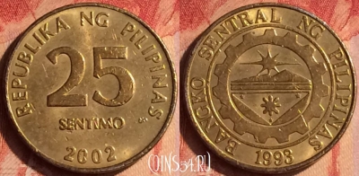 Филиппины 25 сентимо 2002 года, KM# 271, 436-066