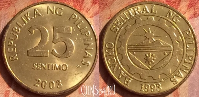 Филиппины 25 сентимо 2003 года, KM# 271a, 129o-091