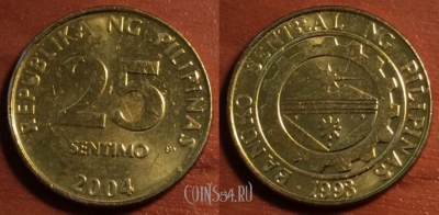 Филиппины 25 сентимо 2004 год, см. сост., 41-161