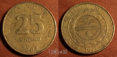 Филиппины 25 сентимо 2004 год, см. сост., 41-189