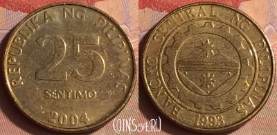 Филиппины 25 сентимо 2004 года, KM# 271a, 432-035