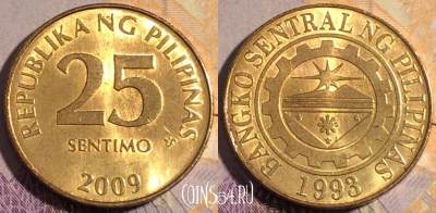 Филиппины 25 сентимо 2009 года, KM# 271a, 184a-081