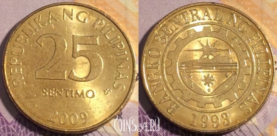 Филиппины 25 сентимо 2009 года, KM# 271a, 186a-054