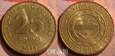 Филиппины 25 сентимо 2011 года, KM# 271a, 418-089
