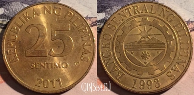 Филиппины 25 сентимо 2011 года, KM# 271a, a124-051