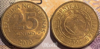 Филиппины 25 сентимо 2013 года, KM# 271a, 142-107