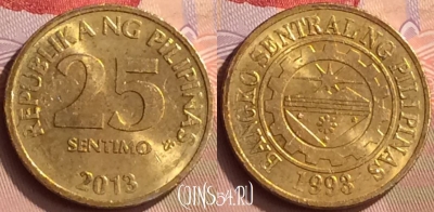 Филиппины 25 сентимо 2013 года, KM# 271a, 442-138