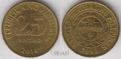 Филиппины 25 сентимо 2014 года, KM# 271a, 134-065