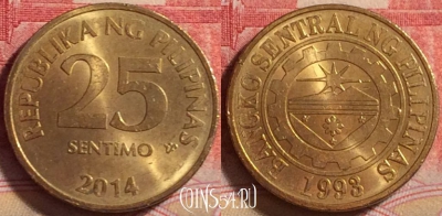 Филиппины 25 сентимо 2014 года, KM# 271a, 229j-072
