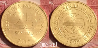 Филиппины 25 сентимо 2017 года, KM# 271a, 391-076