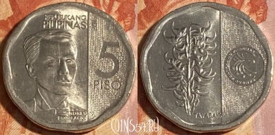 Филиппины 5 писо 2019 г., 9-угольник, редкая, 283r-034 ♛