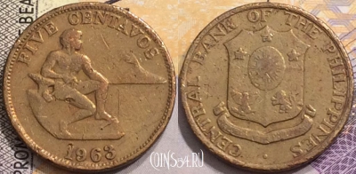 Филиппины 5 сентаво 1963 года, KM# 187, 150-053