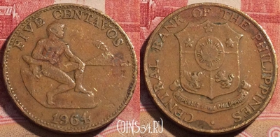 Филиппины 5 сентаво 1964 года, KM# 187, 075c-015