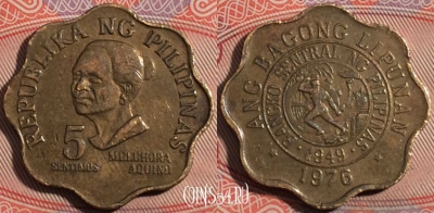Филиппины 5 сентимо 1976 года, KM# 206, a146-004
