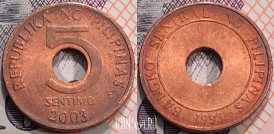 Филиппины 5 сентимо 2003 года, KM# 268, 127-089