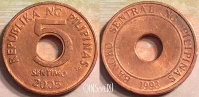 Филиппины 5 сентимо 2005 года, KM# 268, a084-138