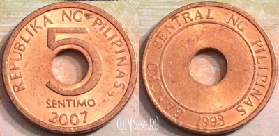 Филиппины 5 сентимо 2007 года, KM# 268, a084-113