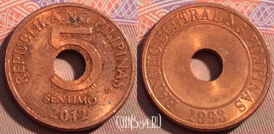 Филиппины 5 сентимо 2012 года, KM# 268, 102c-041