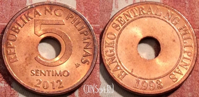 Филиппины 5 сентимо 2012 года, KM# 268, 208-003