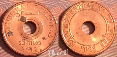 Филиппины 5 сентимо 2012 года, KM# 268, 332l-041