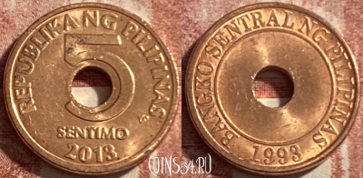 Филиппины 5 сентимо 2013 года, KM# 268, 486р-014 ♛