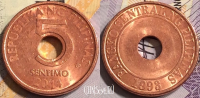 Филиппины 5 сентимо 2014 года, KM# 268, 136-111