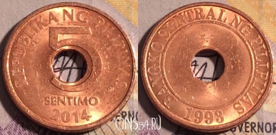 Филиппины 5 сентимо 2014 года, KM# 268, 185a-060