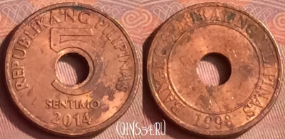 Филиппины 5 сентимо 2014 года, KM# 268, 345l-032