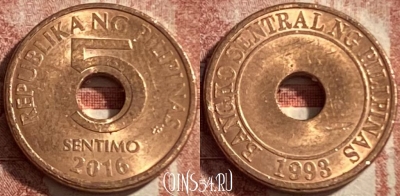 Филиппины 5 сентимо 2016 года, KM# 268, 485р-137