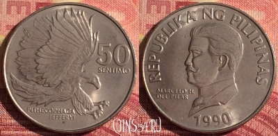 Филиппины 50 сентимо 1990 года, KM# 242.1, 326i-081