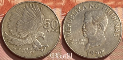 Филиппины 50 сентимо 1990 года, KM# 242.1, 468q-081