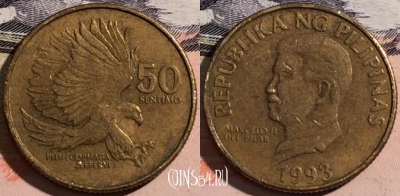 Филиппины 50 сентимо 1993 года, KM# 242.3, a129-137