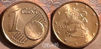 Финляндия 1 евроцент 2003 года, KM# 98, UNC, 504s-047