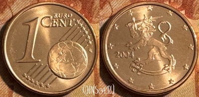 Финляндия 1 евроцент 2004 года, KM# 98, UNC, 513s-131
