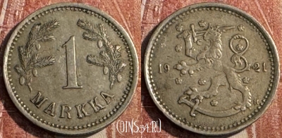 Финляндия 1 марка 1921 года, KM# 27, 131s-114 ♛