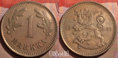 Финляндия 1 марка 1921 года, KM# 27, 190b-018