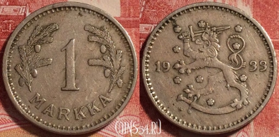 Финляндия 1 марка 1933 года, KM# 30, b067-010