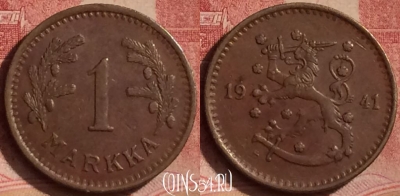 Финляндия 1 марка 1941 года, KM# 30a, 068l-035